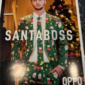 Green Holiday Print Men's Blazer